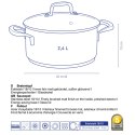 Garnek niski z pokrywką, stal nierdzewna/szkło, 2,4 l, śred. 20 x 10 cm