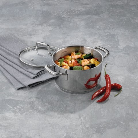 Garnek z pokrywką, stal nierdzewna/szkło, 1,6 l, śred. 16 x 10 cm