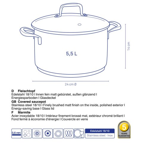 Garnek z pokrywką KELA 5,5 L