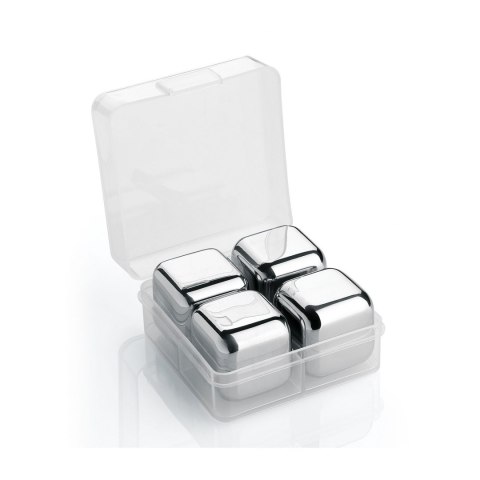 Stalowe kostki chłodzace w pudełku 4 sztuki 2,5 x 2,5 x 2,5 cm