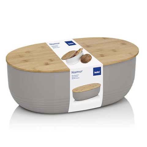 Owalny plastikowy pojemnik na chleb z bambusową pokrywką KELA 37,5 x 23 x 14 cm