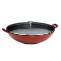 Wok ze szklaną pokrywą 4 L czerwony