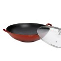 Wok ze szklaną pokrywą 4 L czerwony
