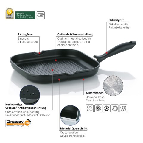 Patelnia grillowa kwadratowa 28 x 28 x 4 cm