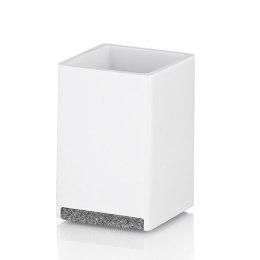 Kubek, żywica polimerowa/kamień, 7 x 7 x 11 cm, biały