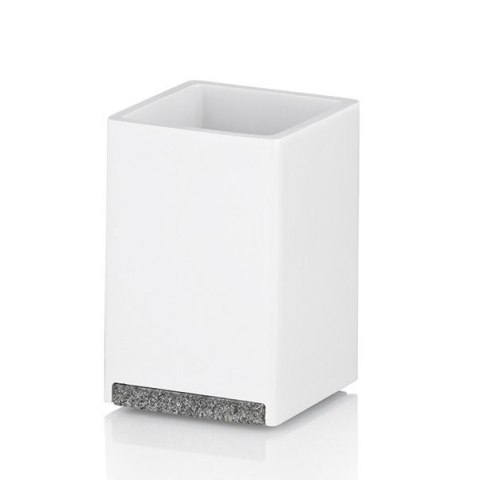 Kubek, żywica polimerowa/kamień, 7 x 7 x 11 cm, biały