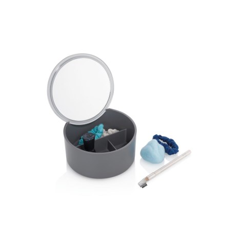 Pojemnik kosmetyczny z lusterkiem, śred. 13,5 x 7 cm, szary