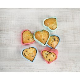 6 foremek na babeczki serca miks pastelowych kolorów LURCH