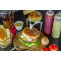 Deska i szpikulec do podawania hamburgerów śred. 20 x 13,5 cm
