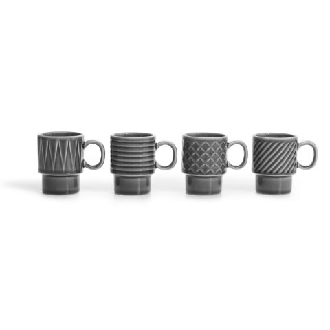 Filiżanki do espresso SAGAFORM 4 sztuk szare ceramika 0,1 L