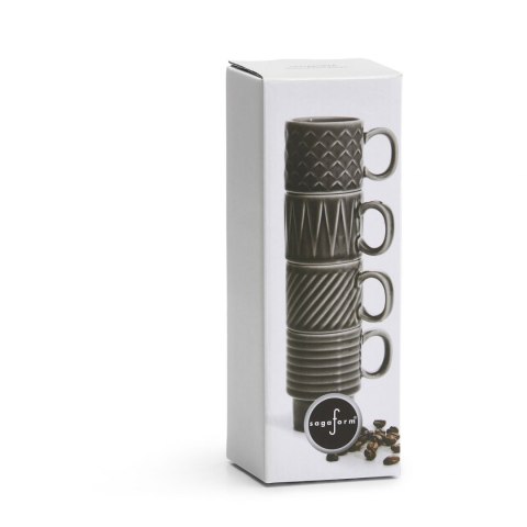 Filiżanki do espresso SAGAFORM 4 sztuk szare ceramika 0,1 L