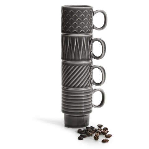 Filiżanki do espresso SAGAFORM 4 sztuk szare ceramika 0,1 L