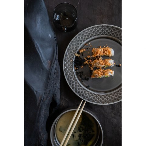 Talerz, szary, ceramika, śred. 27,5 cm