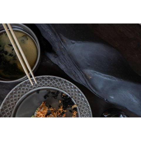 Talerz, szary, ceramika, śred. 27,5 cm