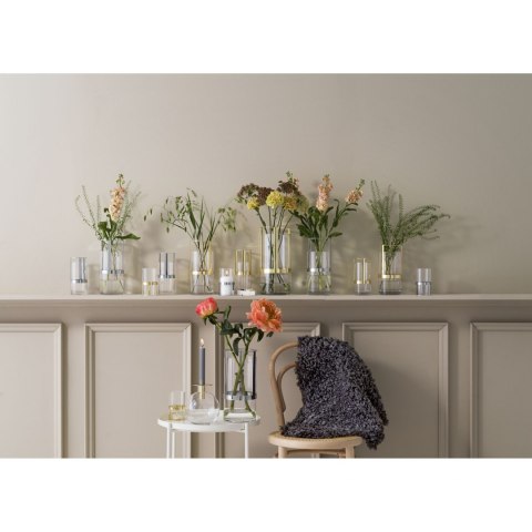 Wazon, śred. 8 x 15 cm, szkło/metal, srebrny, pudełko prezentowe