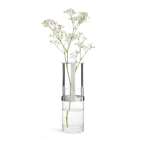 Wazon, śred. 8 x 15 cm, szkło/metal, srebrny, pudełko prezentowe