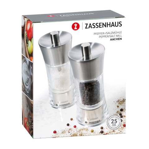 Zestaw 2 młynków do soli i pieprzu, śred. 5,8x14 cm, stalowo-akrylowe