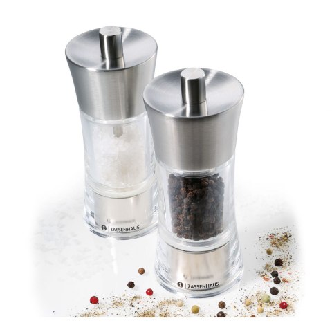 Zestaw 2 młynków do soli i pieprzu, śred. 5,8x14 cm, stalowo-akrylowe