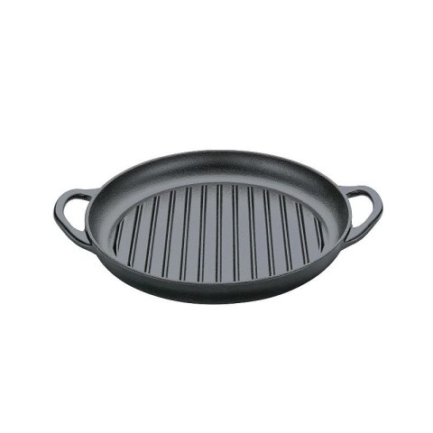 Żeliwna patelnia grillowa do serwowania, śred. 30 cm, czarna
