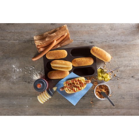 Forma na 6 bułek do hot dogów 30 x 17,5 cm brązowa