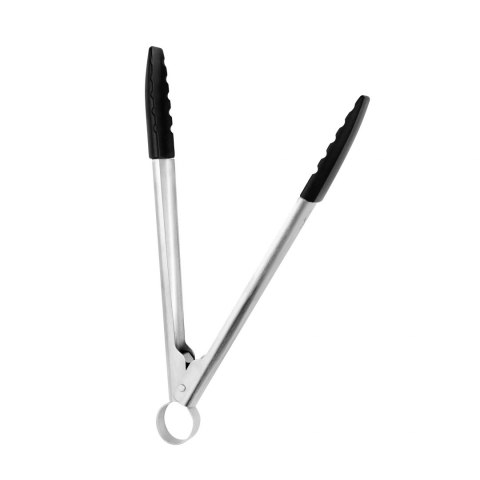 Szczypce do patelni z powłoką nieprzywierającą, stal nierdzewna/silikon, 24 cm
