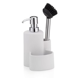Ceramiczny dozownik do mydła ze szczotką do naczyń KELA 350 ML 10 x 11 x 22 cm biały