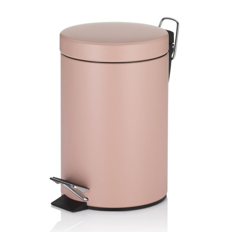 Łazienkowy kosz na śmieci, metal matowy, śred.17 cm, wys. 26 cm, 3,0 l, różowy