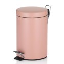 Łazienkowy kosz na śmieci, metal matowy, śred.17 cm, wys. 26 cm, 3,0 l, różowy