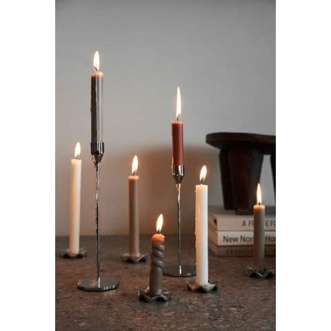 Świecznik, stal/aluminium, śred. 8 x 28 cm, srebrny