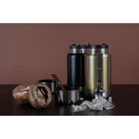 Termos obiadowy ze składaną łyżką, stal nierdzewna/miedź, 0,6 l, śred. 9 x 20 cm, czarny