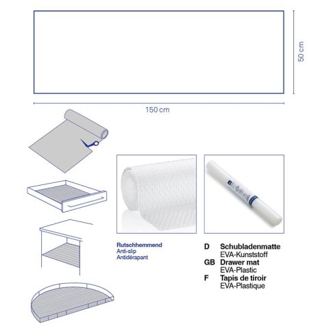 Mata do szuflady KELA 150 x 50 cm