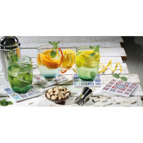 Podkładka pod szklanki, ceramika/korek, 11 x 11 cm, romb