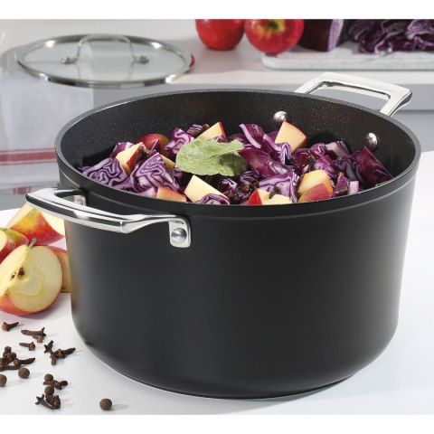 Garnek niski z powłoką nieprzywierającą i szklana pokrywa 1,4 L