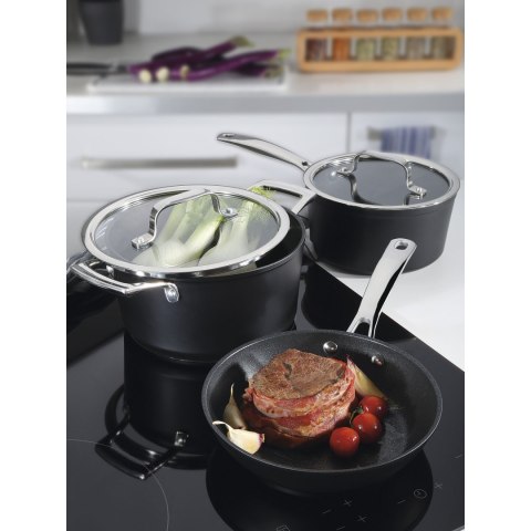 Garnek niski z powłoką nieprzywierającą i szklana pokrywa 1,4 L