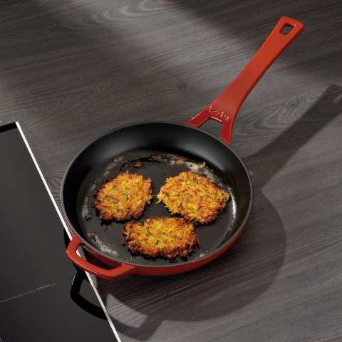 Patelnia żeliwo emaliowane śred. 28 CM czerwona KELA