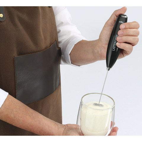 Spieniacz do mleka na stojaku 23 cm czarny