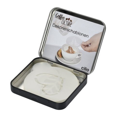 Szablony do dekoracji kawy CILIO 6 sztuk śred. 9 cm