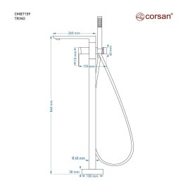 Bateria wannowa wolnostojąca Corsan CMB7159BL Trino czarna