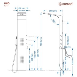 Panel prysznicowy Corsan DUO Termostat Czarny