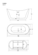 Wanna wolnostojąca Corsan NAUTI 170 x 77 cm Korek klik-klak Chrom
