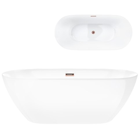 Wanna wolnostojąca Corsan OLVENA 170 x 75 cm Korek klik-klak Miedziany / Różowe Złoto