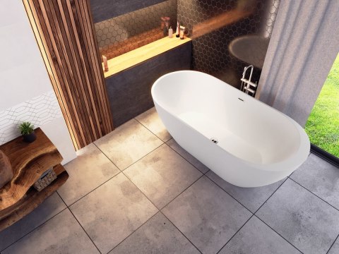 Wanna wolnostojąca Corsan RENO 160 x 74 cm z boczną półką Korek klik-klak Miedziany / Różowe Złoto