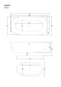 Wanna wolnostojąca Corsan RENO 170 x 80 cm z boczną półką Korek klik-klak Biały