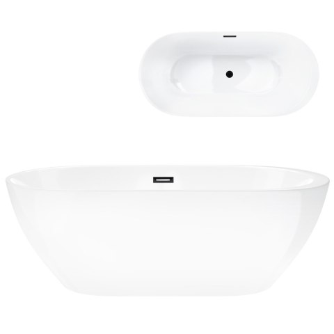Wanna wolnostojąca Corsan RENO 170 x 80 cm z boczną półką Korek klik-klak Czarny