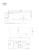 Wanna wolnostojąca Corsan SALINA 170 x 72 cm Korek klik-klak Czarny