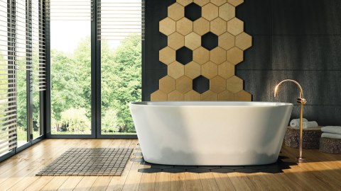 Wanna wolnostojąca Corsan SALINA 170 x 72 cm Korek klik-klak Czarny