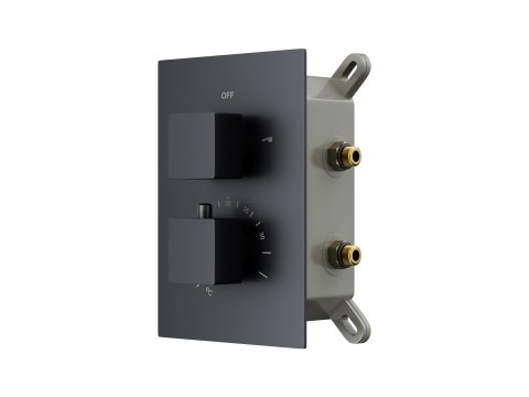 Zestaw prysznicowy Corsan Ango czarny z deszczownicą 25 cm, baterią termostatyczną i prysznicem