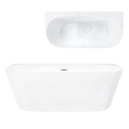 Wanna przyścienna wolnostojąca Corsan MONO 150 x 75 cm z szeroką krawędzią Korek Klik-Klak Biały