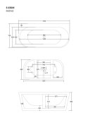 Wanna przyścienna wolnostojąca Corsan MONO 150 x 75 cm z szeroką krawędzią Korek Klik-Klak Biały