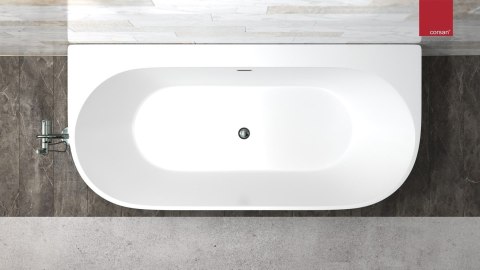 Wanna przyścienna wolnostojąca Corsan MONO 150 x 75 cm z szeroką krawędzią Korek Klik-Klak Czarny